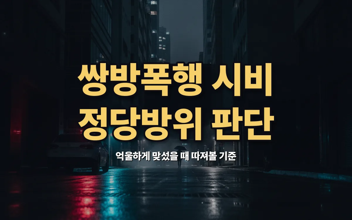 맞서 싸웠을 때 쌍방폭행 정당방위 인정 요건은?