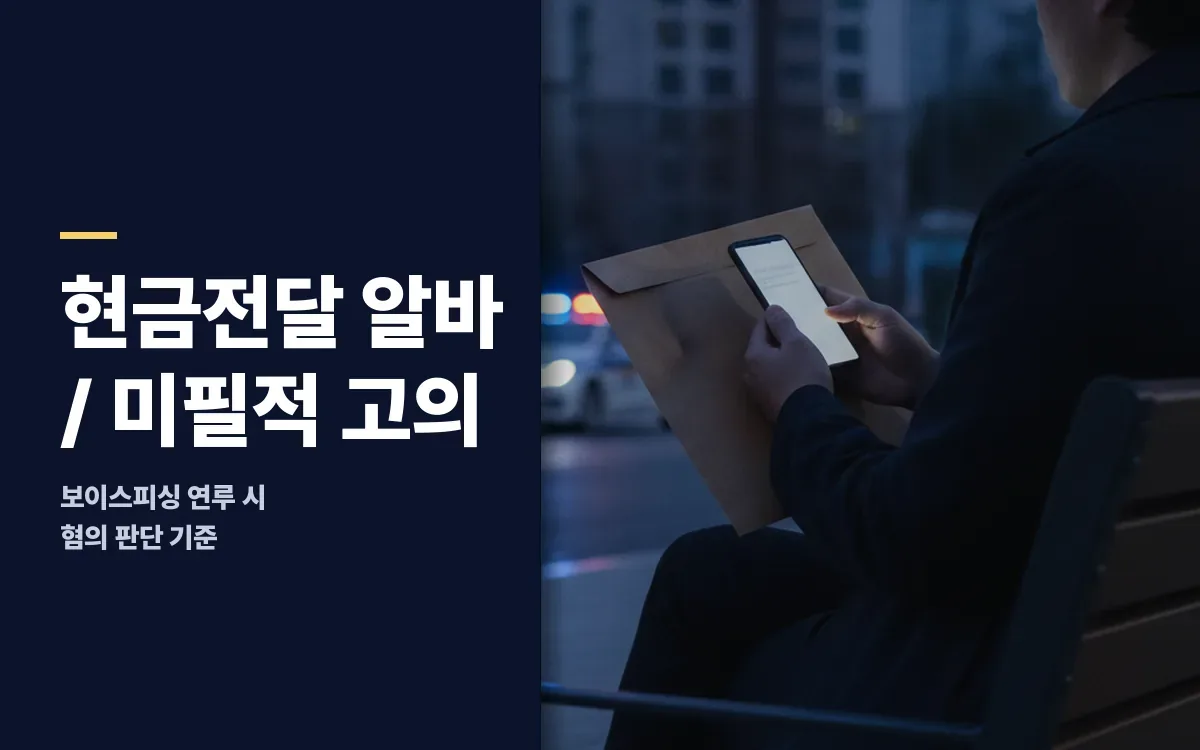 보이스피싱 고수익 알바 현금전달, 미필적 고의 입증 어떻게 볼까요?