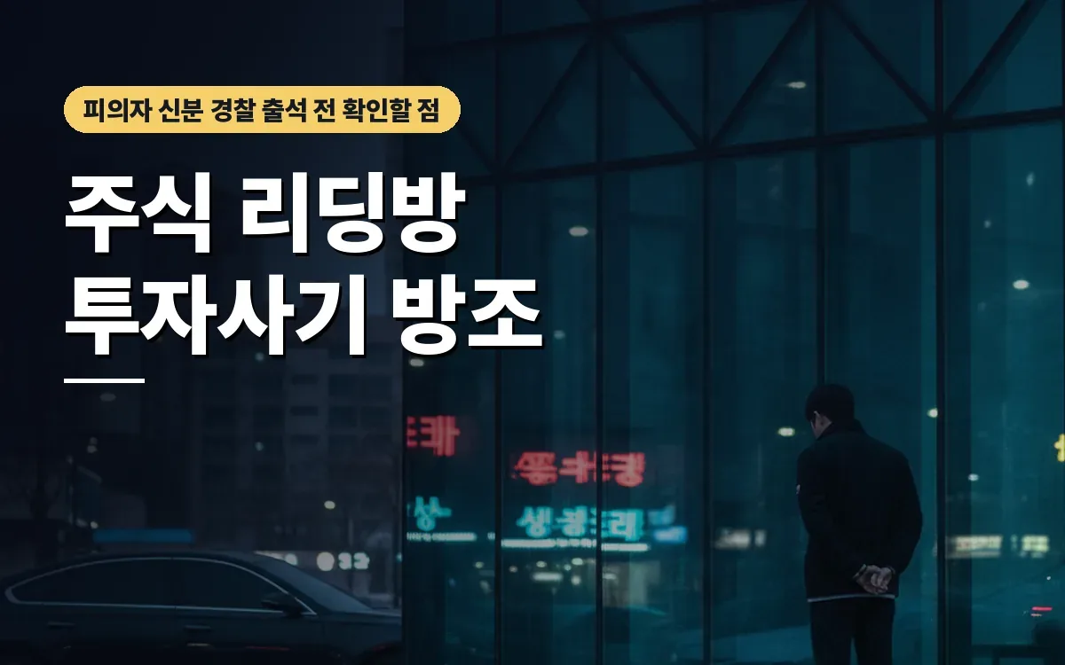 주식 리딩방 투자사기 방조 혐의로 피의자 경찰조사 연락을 받으셨다면